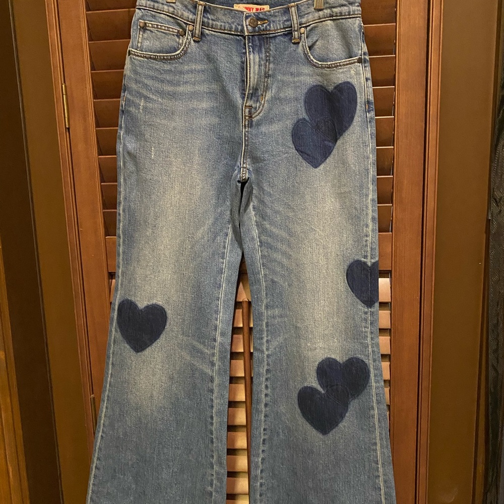 NWT Johnny Was Blue Heart Motif Flare Jeans- Valentine’s Day perfection